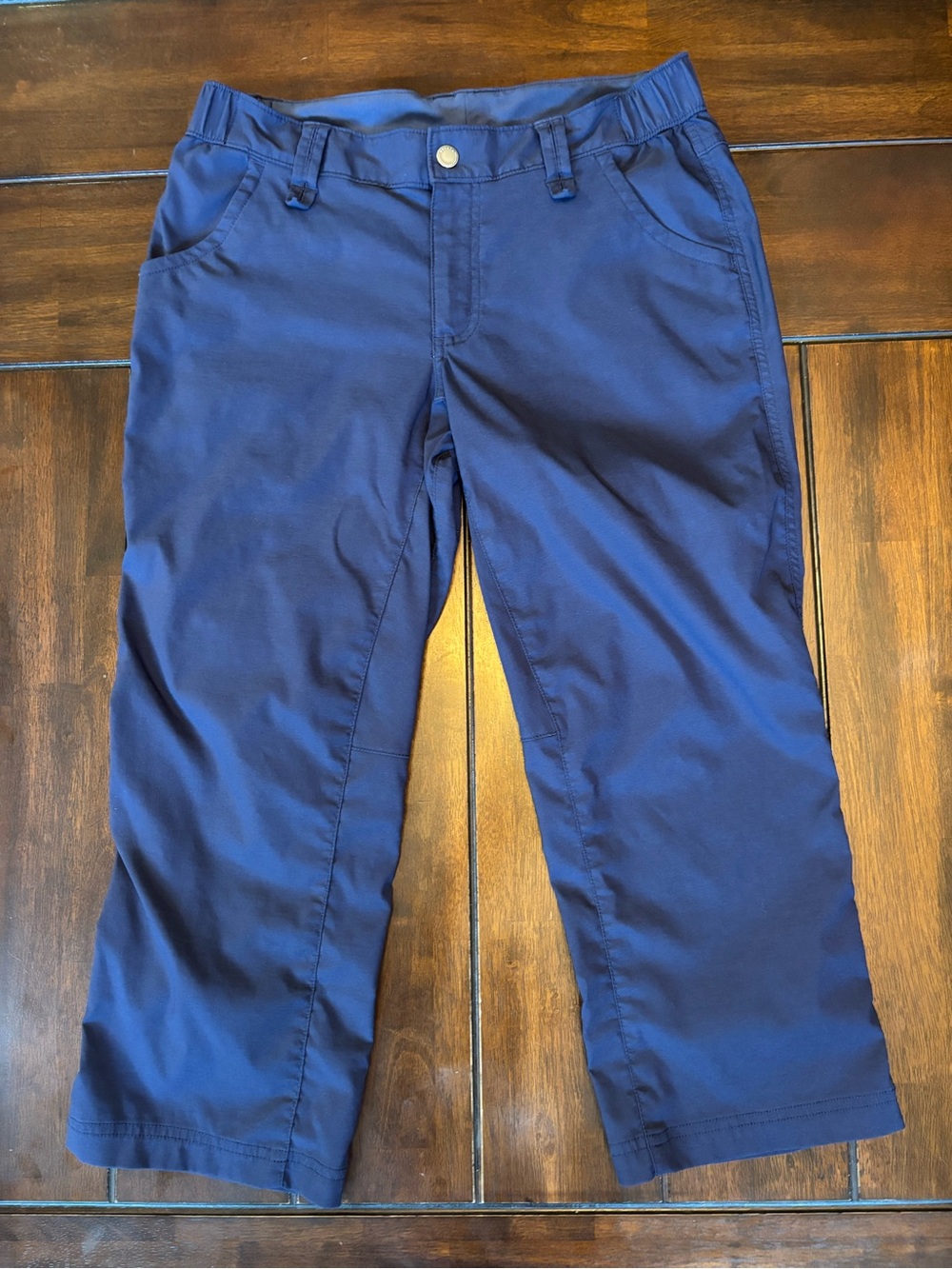 Duluth Trading Co Navy Blue Cropped Dry on the Fly Pants Pockets Women’s Size 8
